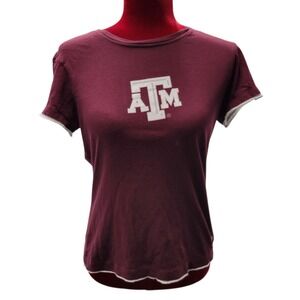 Adidas Texas A&M Aggies Maroon Cotton Fitted T‎ Shirt Size Medium Athletic E411